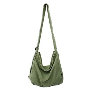 hualeyna women’s canvas bag crossbody bag casual hobo bag large shoulder bag shopping bag unisex (green)