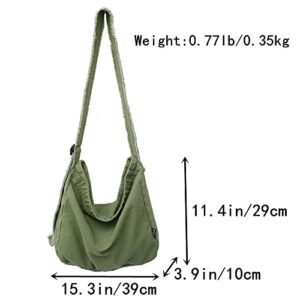 HUALEYNA Women's Canvas Bag Crossbody Bag Casual Hobo Bag Large Shoulder Bag Shopping Bag Unisex (Green)