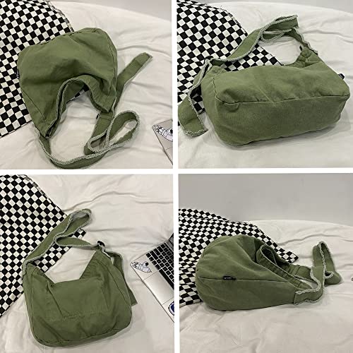 HUALEYNA Women's Canvas Bag Crossbody Bag Casual Hobo Bag Large Shoulder Bag Shopping Bag Unisex (Green)