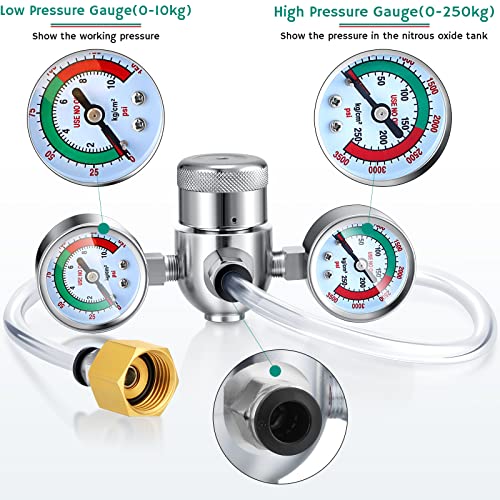 Whipped Cream Pressure Regulator Valve with Hose Line and Adapter for Whipped Cream Chargers 0.95 Liter 580g Tank