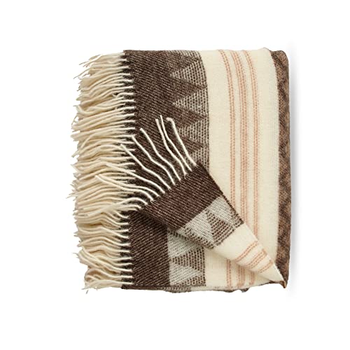 Cozy Blankets Wool Blanket | 100% Wool from New Zealand | Perfect as a Throw Blanket / Sofa Blanket | Virgin Wool Blanket with Fringes in Stripes Designs (140 x 200 cm)