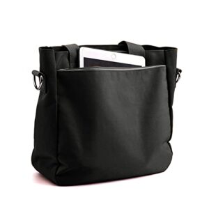 Blostirno Women's Casual Tote Shoulder Crossbody Bag Large Capacity Nylon Top Handle Daily Handbag Purse Work Bags Black