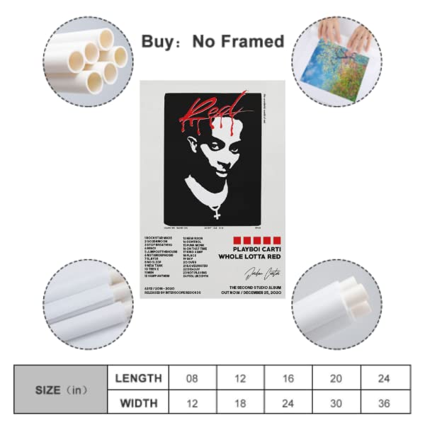 Playboi Poster Carti Whole Lotta Red Album Cover Music posters for room aesthetic Canvas Wall Art Living Room Posters 12x18inch(30x45cm)