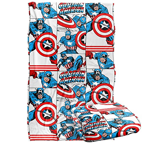 Marvel Captain America Blanket, 36"x58", Captain America Tiles, Silky Touch Super Soft Throw Blanket