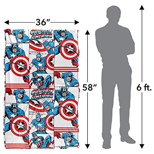 Marvel Captain America Blanket, 36"x58", Captain America Tiles, Silky Touch Super Soft Throw Blanket