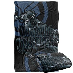 marvel black panther blanket, 36″x58″, wakanda forever blue, silky touch super soft throw blanket