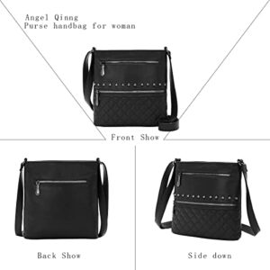 Women's Multi Pocket Crossbody Bags, Leather Shoulder Wallets, Zip Pockets, Pouches, Crossbody Wallets and Totes PU (BLACK-22T)