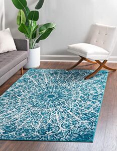 rugs.com monte carlo collection rug – 6′ x 9′ turquoise medium rug perfect for living rooms, large dining rooms, open floorplans