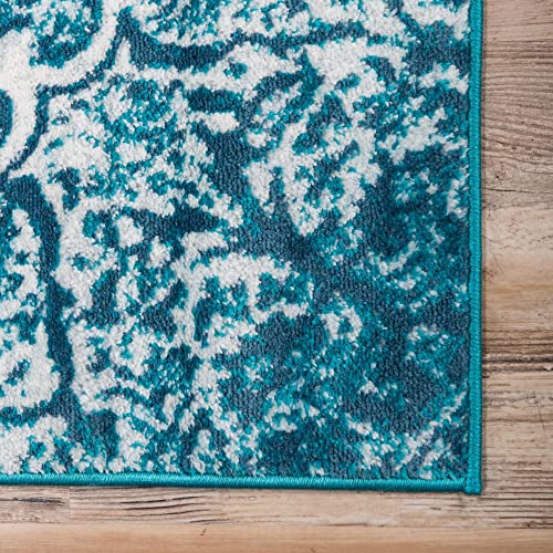 Rugs.com Monte Carlo Collection Rug – 6' x 9' Turquoise Medium Rug Perfect for Living Rooms, Large Dining Rooms, Open Floorplans