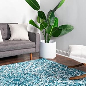 Rugs.com Monte Carlo Collection Rug – 6' x 9' Turquoise Medium Rug Perfect for Living Rooms, Large Dining Rooms, Open Floorplans