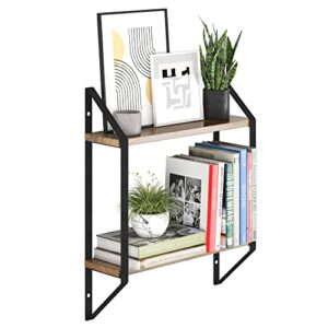 you have space pydna wall shelves for living room decor, 2 tier bookshelf, 17″x4.5″ floating shelves for bedroom, kitchen organization and storage shelves for bathroom accessories, burnt