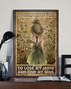 into the garden i go to lose my mind and find my soul painting metal plate vintage coffee wall coffee bar decor metal sign 8×12 inch