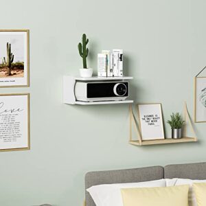 jixun wall mount floating shelves, projector shelf, router, wall hanging shelf punching-free storage rack for bedroom, living room.