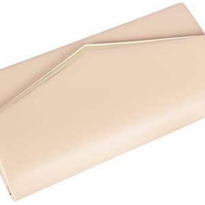 Venoline Women~'s Evening Handbag Vegan Leather Ladies Envelope Clutch Classic Elegant Purse Bags Nude