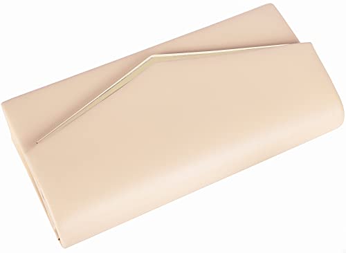 Venoline Women~'s Evening Handbag Vegan Leather Ladies Envelope Clutch Classic Elegant Purse Bags Nude