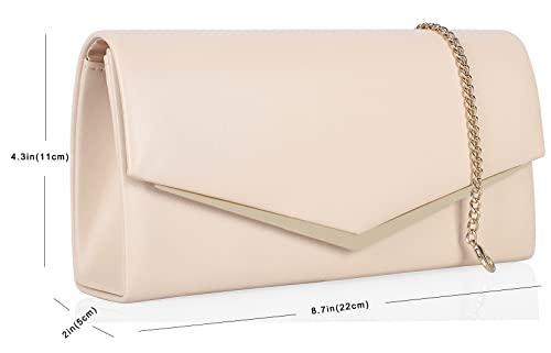 Venoline Women~'s Evening Handbag Vegan Leather Ladies Envelope Clutch Classic Elegant Purse Bags Nude