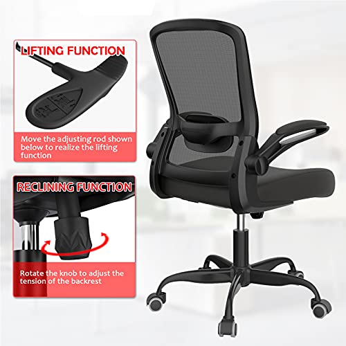 Office Chair, Ergonomic Desk Chair with Adjustable Lumbar Support, High Back Mesh Computer Chair with Flip-up Armrests-BIFMA Passed Task Chairs, Executive Chair for Home Office