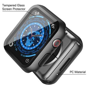 Misxi 2 Pack Hard PC Case with Tempered Glass Screen Protector Compatible with Apple Watch Series 8 Series 7 45mm, Ultra-Thin Scratch Resistant Overall Protective Cover for iWatch S8 / S7, Black