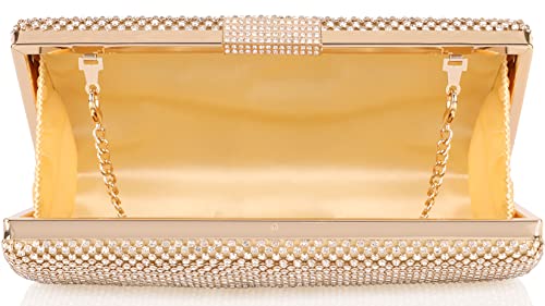 Venoline Women’s Crystal Evening Handbags Rhinestones Ladies Clutch Sparkling Purse Bags Gold