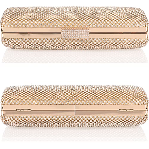 Venoline Women’s Crystal Evening Handbags Rhinestones Ladies Clutch Sparkling Purse Bags Gold