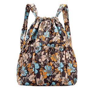 Women's Large Capacity Flower Ethnic Style Waterproof Nylon Shoulders Backpacks Backpack Purse for Women Medium Size