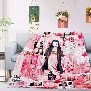 Demon Ultra Soft Flannel Anime Throw Blanket for Sofa Bedding, Gift for Anime Slayer Fans 50x60 Inches