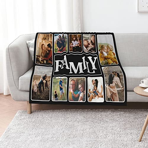 OKnown Custom Blanket Personalized Blanket with Family Photos Customized Throws Blankets with Photos Gifts for Mom, Dad, Grandma, Grandpa on Mothers Day, Fathers Day, Birthday, Anniversary