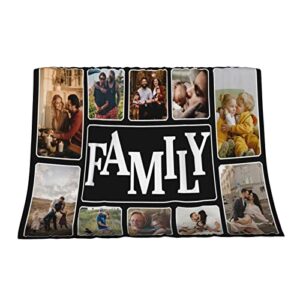 OKnown Custom Blanket Personalized Blanket with Family Photos Customized Throws Blankets with Photos Gifts for Mom, Dad, Grandma, Grandpa on Mothers Day, Fathers Day, Birthday, Anniversary