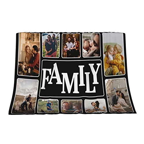 OKnown Custom Blanket Personalized Blanket with Family Photos Customized Throws Blankets with Photos Gifts for Mom, Dad, Grandma, Grandpa on Mothers Day, Fathers Day, Birthday, Anniversary