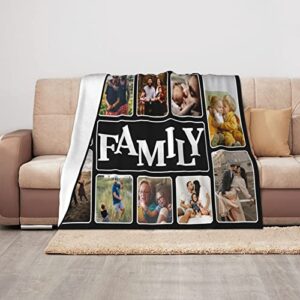 OKnown Custom Blanket Personalized Blanket with Family Photos Customized Throws Blankets with Photos Gifts for Mom, Dad, Grandma, Grandpa on Mothers Day, Fathers Day, Birthday, Anniversary