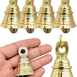 HIGHBIX Solid Brass Jingle Bells Set of 6 Hanging Harmony Festive Décor Handmade Brass Bells with Hooks