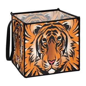 kigai striped bengal tiger foldable storage basket bin closet cubes kids toys organizer boxes for nursery home drawer storage box decorative,hangable