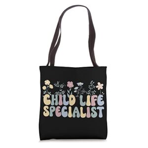 groovy child life specialist flowers tote bag
