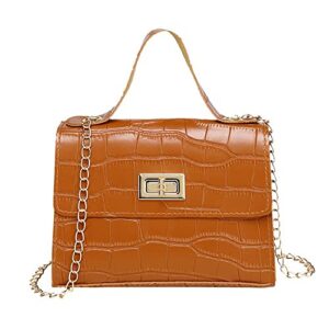 women shoulder bags single strap mini tote trend luxury casual chain handbag(brown)