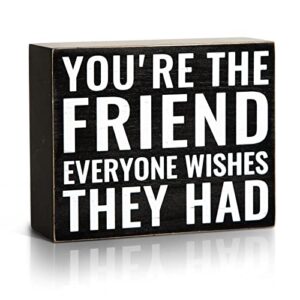 putuo decor friends box sign, retro farmhouse decor for bedroom, living room, friendship gifts, 4.7 x 5.9 inches – you’re the friend everyone wish they had