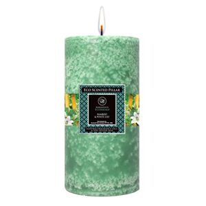 cocosoy scented pillar candles ecoaroma natural flower & plant fragrance oils aromatherapy & home scented , organic eco wax 3′ d x 6 ” h beautiful marble bamboo & lily