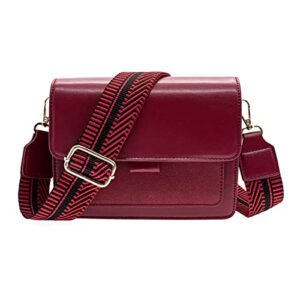 women mini purse crossbody shoulder-bag – small square bag leather handbag guitar strap purse for women(red)