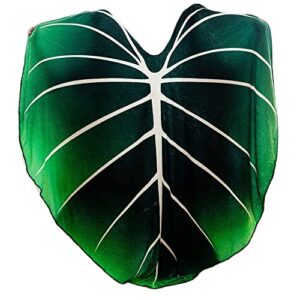 giant leaf shaped blanket big green leaf throw blanket, 87*60 inches cute plant blanket, for bed, sofa…