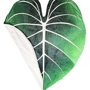 Giant Leaf Shaped Blanket Big Green Leaf Throw Blanket, 87*60 inches Cute Plant Blanket, for Bed, Sofa...