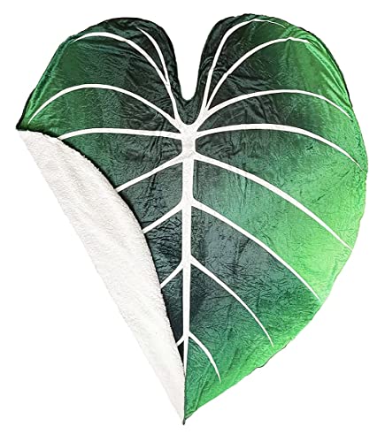 Giant Leaf Shaped Blanket Big Green Leaf Throw Blanket, 87*60 inches Cute Plant Blanket, for Bed, Sofa...