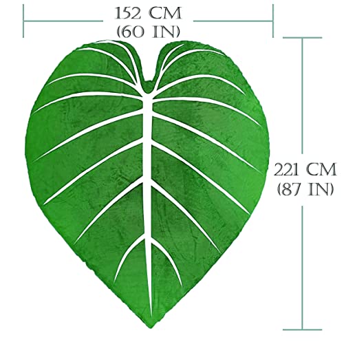 Giant Leaf Shaped Blanket Big Green Leaf Throw Blanket, 87*60 inches Cute Plant Blanket, for Bed, Sofa...