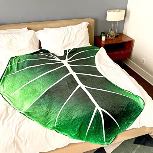 Giant Leaf Shaped Blanket Big Green Leaf Throw Blanket, 87*60 inches Cute Plant Blanket, for Bed, Sofa...