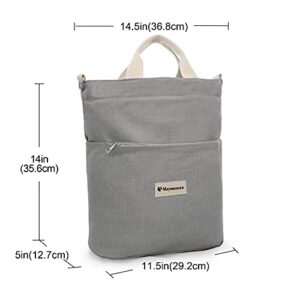 Canvas Tote Bag with Zipper and Pocket, Casual Shoulder Work Bag for Women Crossbody Handbags School Planner Hobo Bag Grey