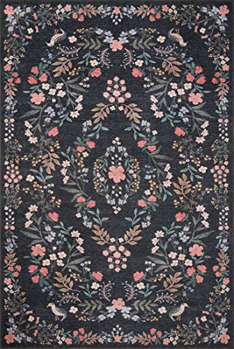 Loloi Rifle Paper Co. x Maison Collection MAO-04 Tuileries Black 18" x 18" Sample Rug