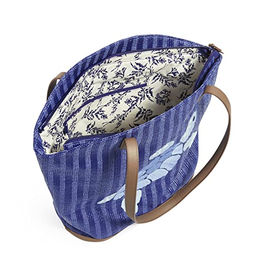 Vera Bradley Women's Straw Tote Bag, Regatta Turtle Blue, One Size