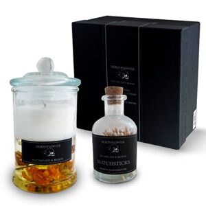 moonflower candle gift set floral candle aromatic luxury candle with matchsticks | gift for friends, family and wife
