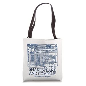 shakespeare and company, vintage library blue tote bag