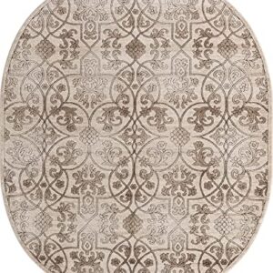 Rugs.com Nepal Collection Rug – 8X10 Oval Dark Beige Medium Rug Perfect for Living Rooms, Large Dining Rooms, Open Floorplans