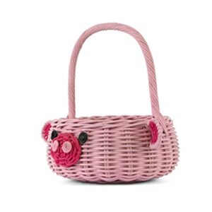 G6 COLLECTION Hand Woven Pig Rattan Basket Decorative Home Decor Bin Organizer Storage Cute Handmade Handcrafted Gift Art Decoration Wicker (Piggy Easter Basket)