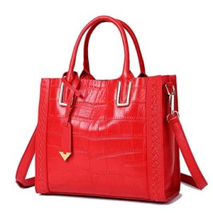 aiwendy purses for women shoulder handbag top handle hobo tote bags, genuine leather (red)